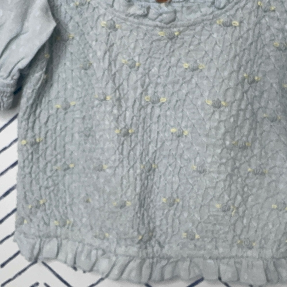 Free People Cecelia Puff Sleeve Smocked embroidered Rosette Top S light blue - Picture 4 of 6